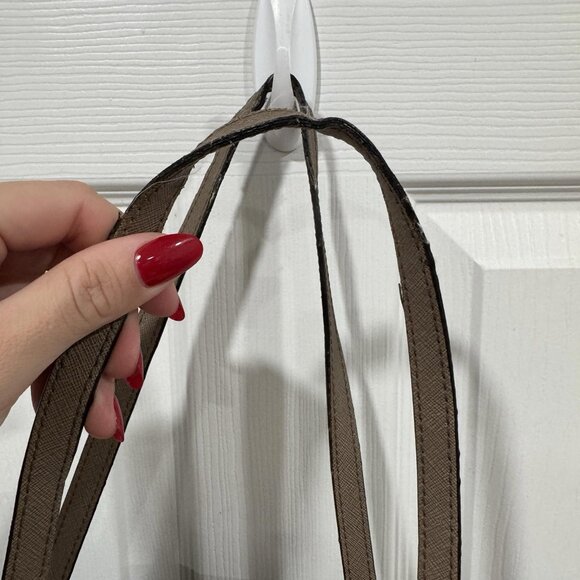 MICHAEL KORS Taupe Leather Jet‎ Set Tote Bag Purse Vacation Brunch Spring Summer - Picture 5 of 15